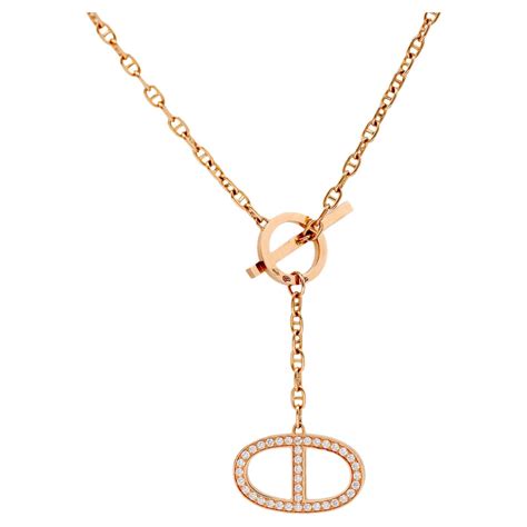 hermes rose de mere long necklace|Chaine d'ancre Contour long necklace .